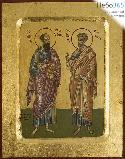  Икона на дереве B 2, 14х18, ручное золочение, с ковчегом Петр и Павел, апостолы, фото 1 