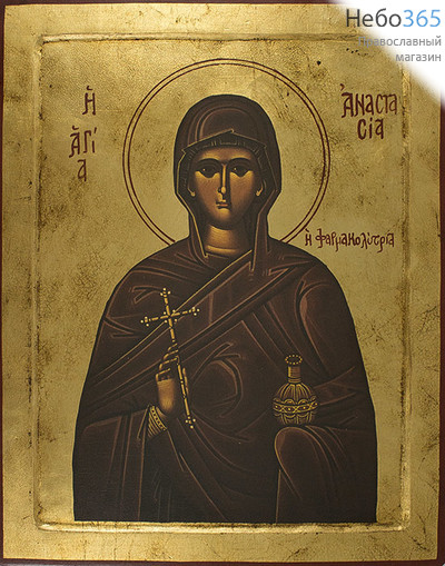  Икона на дереве B 12, 36х46, ручное золочение, с ковчегом Анастасия Узорешительница, великомученица, фото 1 