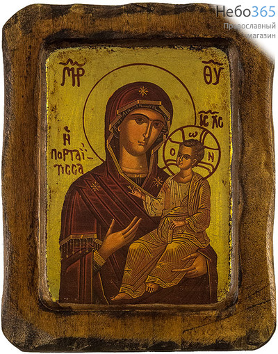  Икона на дереве (Нпл) B 2 Х, 13,5х18, ручное золочение, фигурные края, с ковчегом Божией Матери Иверская, фото 1 