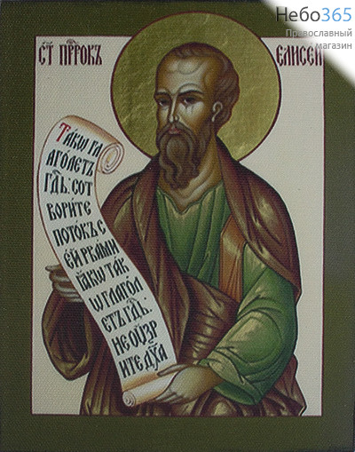  Икона на дереве 15х18, печать на холсте, копии старинных и современных икон Елисей, пророк, фото 1 