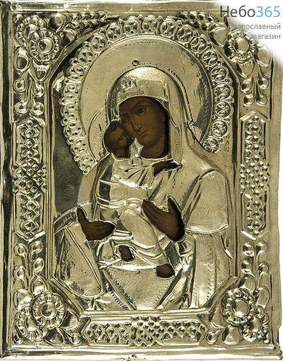  Владимирская икона Божией Матери. Икона писаная (Кж) 17,5х22, в ризе, 19 век, фото 1 