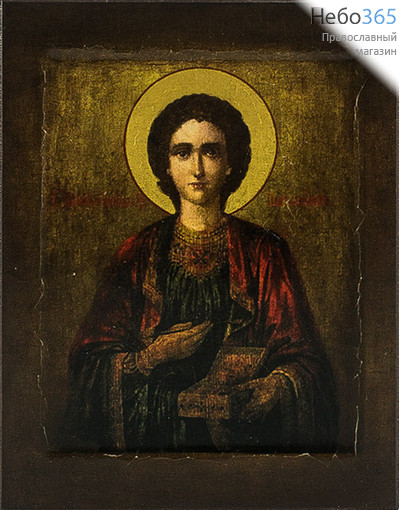  Икона на дереве (Тих) 12-15х18, печать на левкасе, золочение Пантелеимон, великомученик (П-04), фото 1 