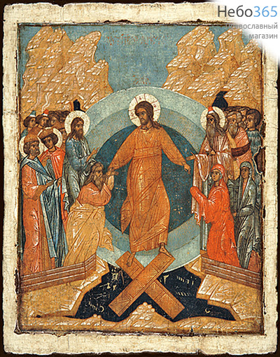  Икона на дереве (Тих) 8-12х12, печать на левкасе, золочение Воскресение Христово (ВХ-01), фото 1 