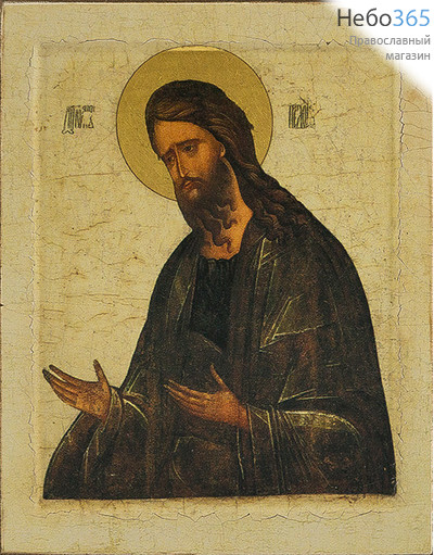 Иоанн Креститель, пророк. Икона на дереве 12х9,5 см, печать на левкасе, золочение (ПР-02) (Тих), фото 1 