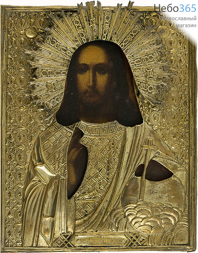  Господь Вседержитель. Икона писаная 18х22,5, в ризе, 19 век, фото 1 