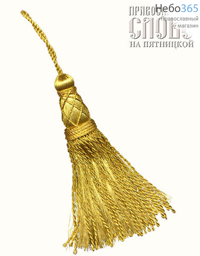  Кисть, золото, голова плетеная, нить крученая, 22 см, фото 1 