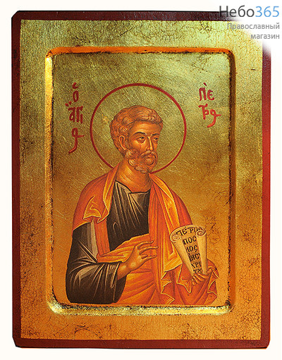 Икона на дереве B 4, 18х24, ручное золочение, с ковчегом Петр, апостол, фото 1 