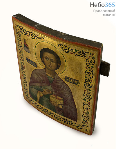  Пантелеимон Целитель, великомученик. Икона писаная 26х31, без ковчега, 19 век, фото 2 