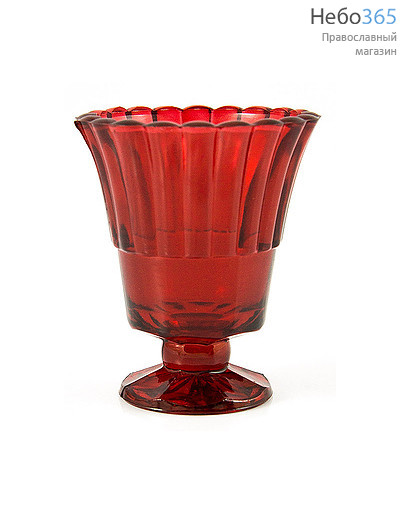  Лампада настольная стеклянная Тюльпан, на ножке, окрашенная, разного цвета, в ассортименте, высотой 10 см цвет: красный, фото 1 