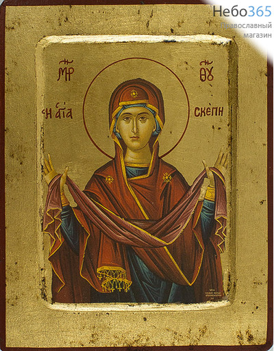  Икона на дереве B 2, 14х18, ручное золочение, с ковчегом Покров Пресвятой Богородицы, фото 1 