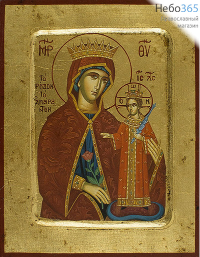  Икона на дереве, 14х18 см, ручное золочение, с ковчегом (B 2) (Нпл) икона Божией Матери Неувядаемый Цвет (Неувядаемая Роза ) (3034), фото 1 