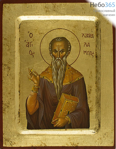  Икона на дереве B 2, 14х18, ручное золочение, с ковчегом Харалампий Магнезийский, священномученик, фото 1 