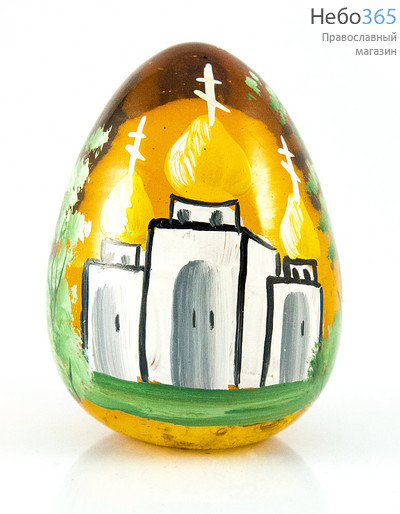  Яйцо пасхальное стеклянное окрашенное, ручная роспись, высотой 6,5 см, цвет в ассортименте, фото 3 