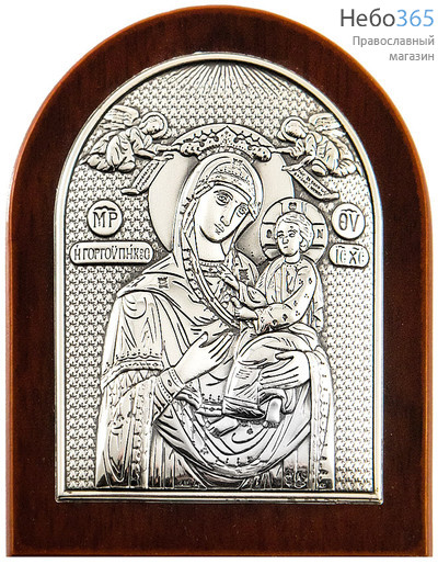 Икона в ризе  7х9, на дереве, посеребрение, арочная икона Божией Матери Скоропослушница, фото 1 