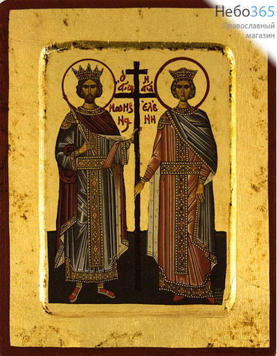  Икона на дереве (Нпл) B 2, 14х18 см., ручное золочение, с ковчегом Константин и Елена, равноапостольные (2685), фото 1 