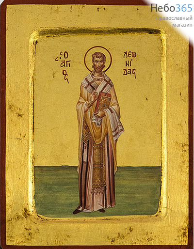 Икона на дереве B 2, 14х18, ручное золочение, с ковчегом Леонид Афинский, святитель, фото 1 