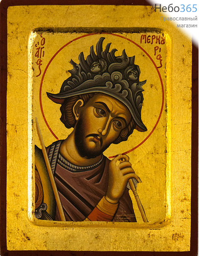  Икона на дереве B 2, 14х18, ручное золочение, с ковчегом Меркурий Кесарийский, великомученик, фото 1 