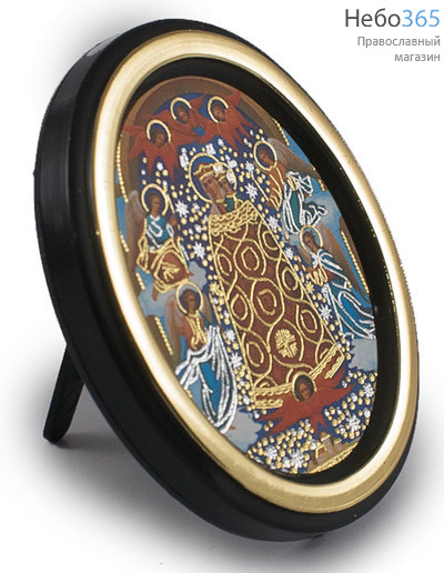  Икона на пластмассе 5х6 см, овальная, на подставке (Ср) (уп.20шт.) Божией Матери Неопалимая Купина, фото 2 