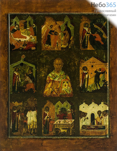  Икона на дереве (Сн) 16,5х21, 16,3х26,8, святитель Николай Чудотворец с житием, в коробк, фото 1 