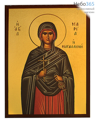  Мария Магдалина, равноапостольная. Икона на дереве 10х14 см, литография, золотой фон Мария Магдалина, равноапостольная, фото 1 