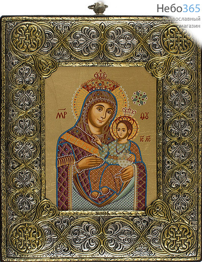  Вифлеемская икона Божией Матери. Икона шелкография 15х20, 5SR, в посеребренной ризе, фото 1 