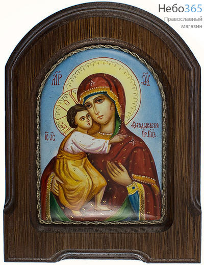  Феодоровская икона Божией Матери. Икона писаная 7,5х11 (с основой 12,5х17), эмаль, скань (Гу), фото 1 