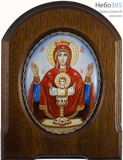  Неупиваемая чаша икона Божией Матери. Икона писаная 6х8,5 (с основой 10,5х14), эмаль, скань (Гу), фото 1 