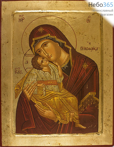  Икона на дереве B 6, 24х31, ручное золочение, с ковчегом икона Божией Матери Гликофилуса (Сладкое Лобзание) (2402), фото 1 