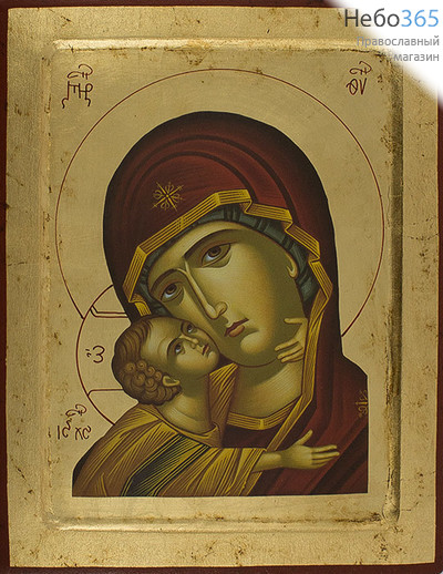  Икона на дереве (Нпл) B 6, 24х31, ручное золочение, с ковчегом Божией Матери Владимирская (фрагмент) (2515), фото 1 