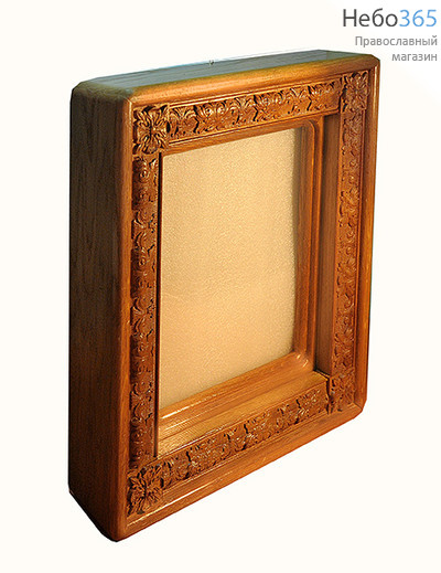  Киот деревянный (Кро) для иконы 17х21, дубовый, резной, со стеклом, с задней стенкой, на зажимах, фото 1 