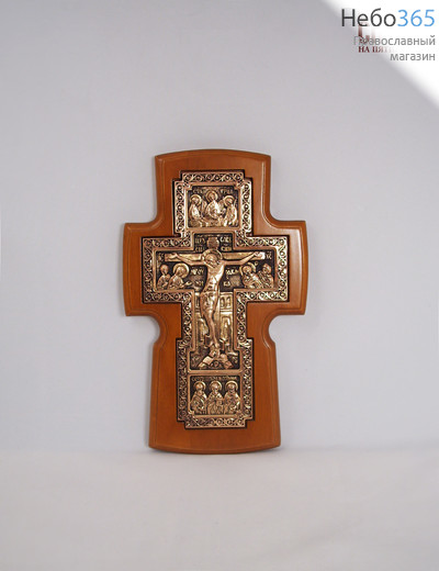  Крест деревянный 17109, настенный, с вклейкой из гальваники, медь, ольха, фото 1 