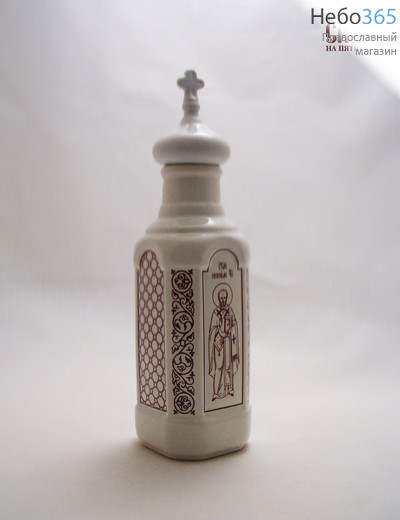  Сосуд керамический для святой воды, Квадрат, с белой глазурью и деколью Икона, орнамент, одноцветной, СОООБОИОО, фото 1 