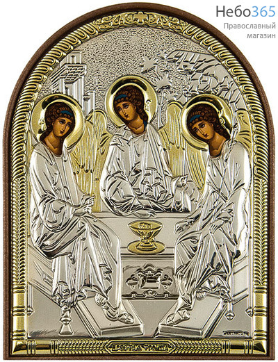  Икона в ризе (Ж) EK3-PAG 8,5х10,5, шелкография, посеребрение, позолота, на пластиковой основе Святая Троица (135), фото 1 