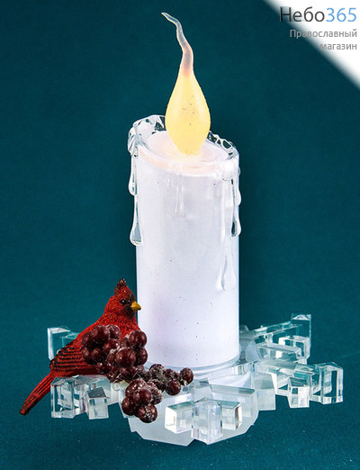  Сувенир Свеча горящая из пластика и полистоуна, с подсветкой, высотой 12 см, АК8122, фото 1 