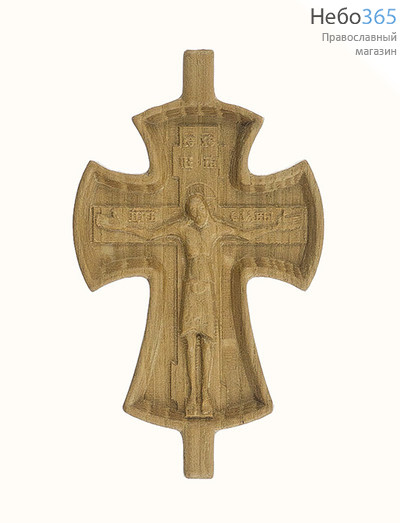  Крест параманный деревянный из дуба, Годеновский, секирообразный, высотой 10 см, резьба на станке, фото 1 