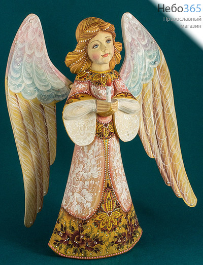  Ангел, фигура деревянная резная, с цветной росписью, высотой 32 см, фото 1 