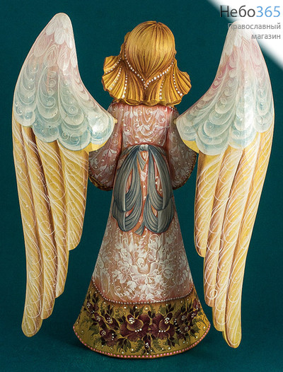  Ангел, фигура деревянная резная, с цветной росписью, высотой 32 см, фото 6 