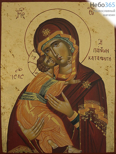  Икона на дереве B 5, 19х26, ручное золочение икона Божией Матери Владимирская (2819), фото 1 