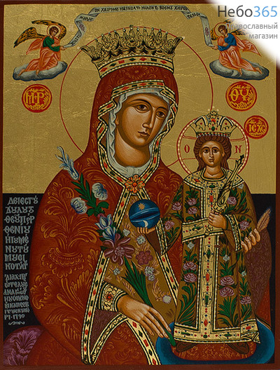  Икона шелкография (Гн) 17х24, 5SG, Божией Матери Неувядаемый Цвет, золотой фон, фото 1 