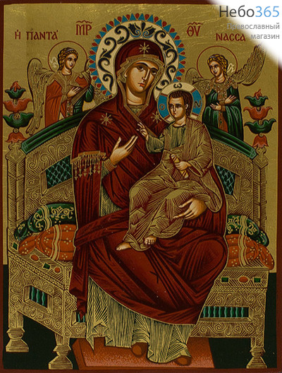  Икона шелкография (Гн) 17х24, 5SG, Божией Матери Всецарица, золотой фон, фото 1 