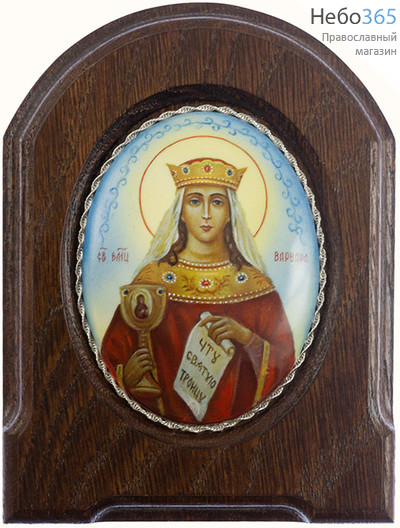  Варвара, великомученица. Икона писаная 6,3х8,5 эмаль, скань, фото 1 