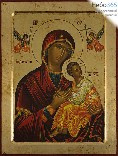  Страстная икона Божией Матери. Икона на дереве (МДФ) 24х30х1,9 см, золотой фон, с ковчегом (Нпл) (B6NB) (Х2425), фото 1 