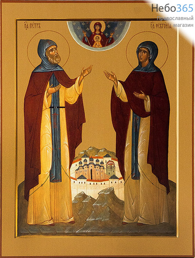  Икона на дереве 30х40, копии старинных и современных икон, в коробке Петр и Феврония, благоверные князь и княгиня, фото 1 