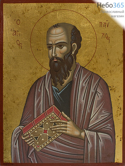  Икона на дереве B 5, 19х26,  ручное золочение Павел, апостол, фото 1 