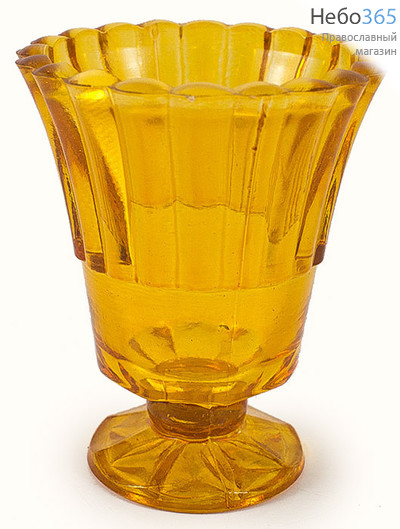  Лампада настольная стеклянная Тюльпан , на ножке, окрашенная, разного цвета, в ассортименте, высотой 10 см. цвет: желтый, фото 1 