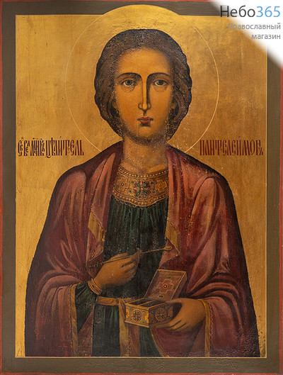  Пантелеимон, великомученик. Икона писаная 50х62 см, без ковчега, 19 век (Фр), фото 1 