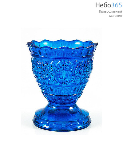  Лампада настольная стеклянная Лилия , окрашенная, разного цвета, в ассортименте, высотой 8 см (в кор. -16 или 32 шт) цвет: синий, фото 1 