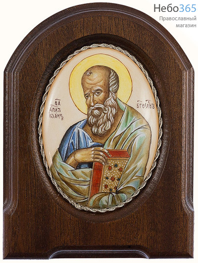 Иоанн Богослов, апостол. Икона писаная 6,3х8,5, эмаль, скань, фото 1 