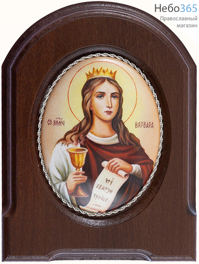  Варвара, великомученица. Икона писаная 6х8 см (с основой 10,5х14 см) эмаль, скань (Гу), фото 1 