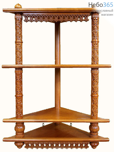  Полка для икон деревянная угловая, 4-ярусная, резная, 18118 РРР, фото 1 